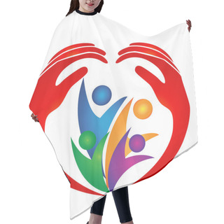 Personality  Family Hands And Heart Shape Logo Hair Cutting Cape
