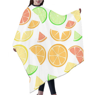 Personality  Orange, Lime, Lemon And Grapefruit Slices. Hair Cutting Cape