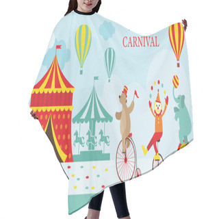 Personality  Circus Tent With Clown Show Hair Cutting Cape