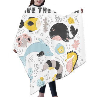 Personality  Vector Sea Animals Hair Cutting Cape