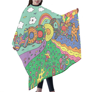 Personality  Graphic Image With Woodstock Word Hair Cutting Cape