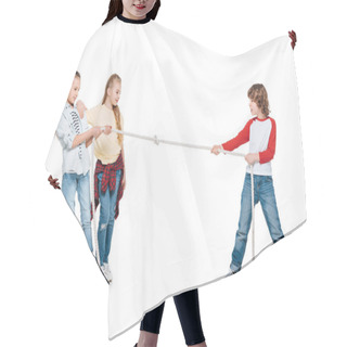 Personality  Kids Play Tug Of War Hair Cutting Cape