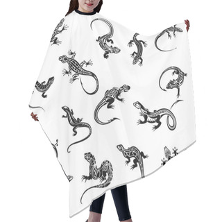 Personality  Black Lizards Reptiles For Tattoo Design Hair Cutting Cape