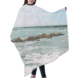Personality  Wet Stones In Mediterranean Sea Against Blue Sky  Hair Cutting Cape