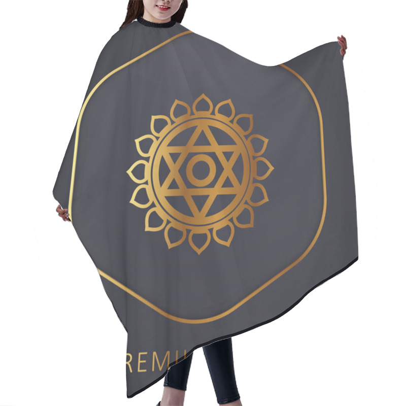 Personality  Anahata golden line premium logo or icon hair cutting cape