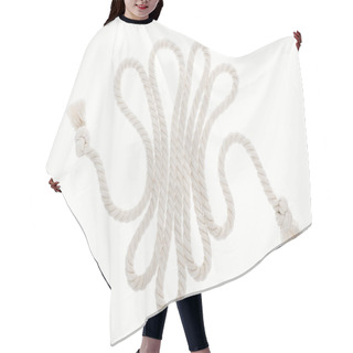 Personality  Long White And Waved Rope With Knots Isolated On White  Hair Cutting Cape