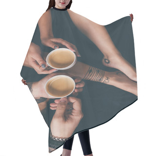 Personality  Couple With Cups Of Coffee In Bed Hair Cutting Cape