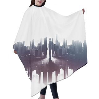 Personality  Concept With Businessman And City Hair Cutting Cape