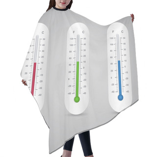 Personality  Thermometers Set,  Vector Illustration  Hair Cutting Cape