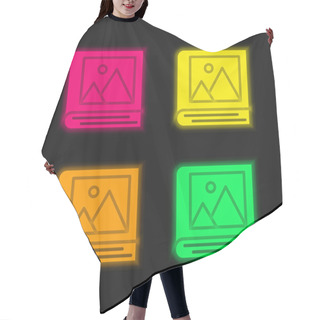 Personality  Album Four Color Glowing Neon Vector Icon Hair Cutting Cape