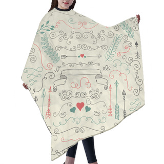 Personality  Sketched Rustic Floral Design Elements On Crumpled Paper Hair Cutting Cape