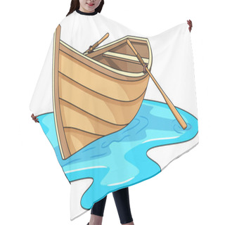 Personality  Wooden Boat Cartoon Vector Illustration Hair Cutting Cape