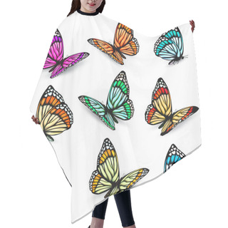 Personality  Set Of Realistic Colorful Vector Butterflies. Hair Cutting Cape
