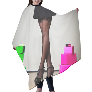 Personality  Woman Legs And  Many Gift Boxes Hair Cutting Cape