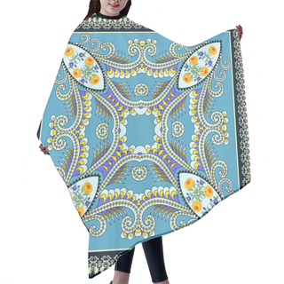 Personality  Bandanna With Colorful Swirls, Decorated With Yellow Flowers,small Paisley Hair Cutting Cape