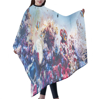 Personality  Colorful Underwater Panorama With Fish, Corals And Seaweed.  Hair Cutting Cape