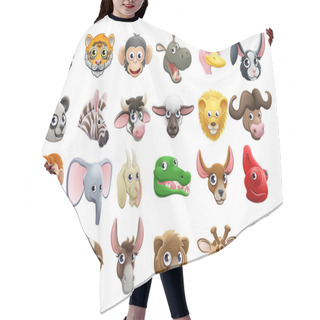 Personality  Cartoon Animal Faces Icon Set Hair Cutting Cape