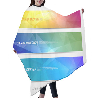 Personality  A Set Of Modern Vector Banners With Polygonal Background Hair Cutting Cape