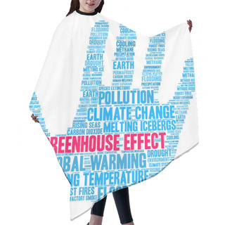 Personality  Greenhouse Effect Word Cloud On A White Background.  Hair Cutting Cape