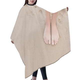 Personality  Child Standing On Sandy Beach Hair Cutting Cape