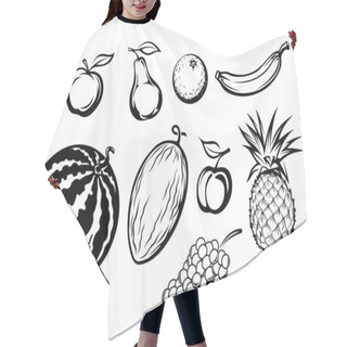 Personality  Set Of Isolated Fresh Fruits Hair Cutting Cape