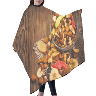 Personality  Dried Fruits On Wooden Background Hair Cutting Cape