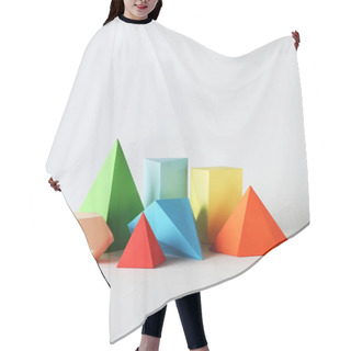 Personality  Colorful Paper Geometric Figures On Grey Background Hair Cutting Cape