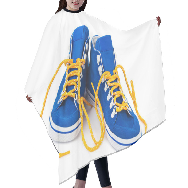 Personality  Blue Sneakers Isolated On White Background Hair Cutting Cape