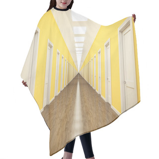 Personality  Corridor With Yellow Walls And White Doors Hair Cutting Cape