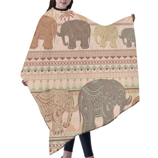 Personality  Seamless Pattern With  Ethnic Elephant Hair Cutting Cape