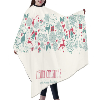 Personality  Vintage Christmas Reindeer Seamless Pattern Background. EPS10 Fi Hair Cutting Cape