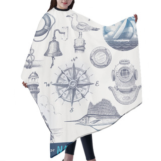 Personality  Nautical Hand Drawn Set Hair Cutting Cape