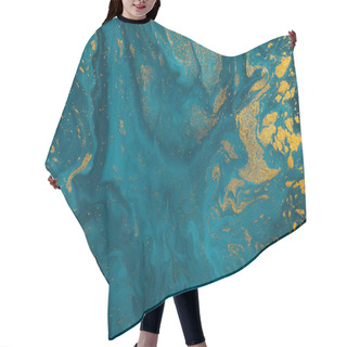 Personality  Abstract Blue Paint Background With Golden Glitter Powder  Hair Cutting Cape