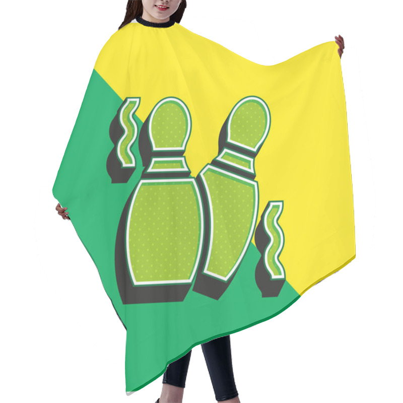 Personality  Bowling Pins Green And Yellow Modern 3d Vector Icon Logo Hair Cutting Cape