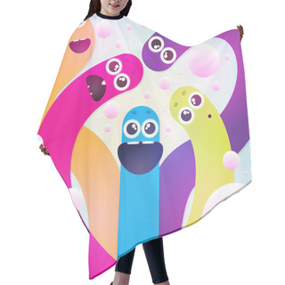 Personality  Funny Colorful Worms Vector Illustration  Hair Cutting Cape