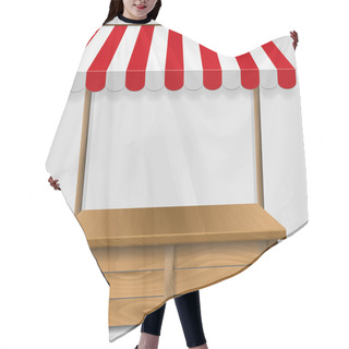 Personality  Store Window With Striped Awning Hair Cutting Cape