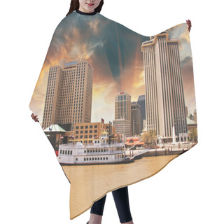 Personality  Skycrapers Of New Orleans With Mississippi River, Louisiana Hair Cutting Cape