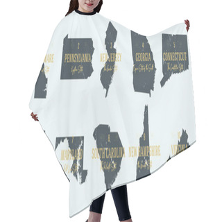 Personality  Set 1 Of 5 Highly Detailed Vector Silhouettes Of USA State Maps  Hair Cutting Cape