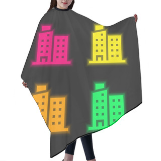 Personality  Apartment Four Color Glowing Neon Vector Icon Hair Cutting Cape