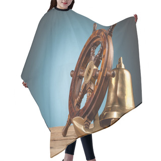 Personality  Anchor Bell And Old Wooden Steering Wheel Hair Cutting Cape