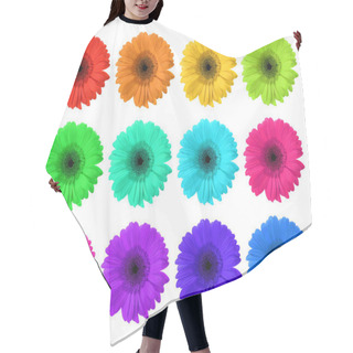 Personality  Set Of Beautiful Gerbera Flowers On White Background Hair Cutting Cape