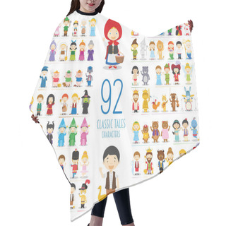 Personality  Kids Vector Characters Collection: Set Of 92 Classic Tales Characters In Cartoon Style Hair Cutting Cape