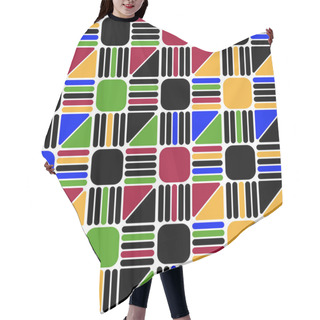 Personality  Seamless Geometric Pattern Vector Background Design Colorful Abstract Art With Squares Triangles And Lines Which Has Rounded Corners Black White Blue Green Yellow Red Hair Cutting Cape