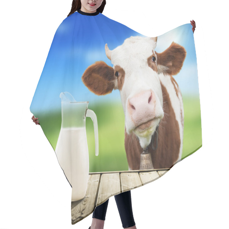 Personality  cow and milk hair cutting cape