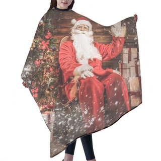 Personality  Santa Claus Sitting On Rocking Chair In Wooden Home Interior  Hair Cutting Cape