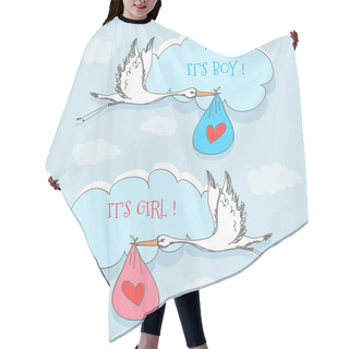 Personality  Stork And Baby For Girl And Boy Hair Cutting Cape