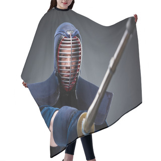 Personality  Kendo Fighter With Bamboo Sword Hair Cutting Cape