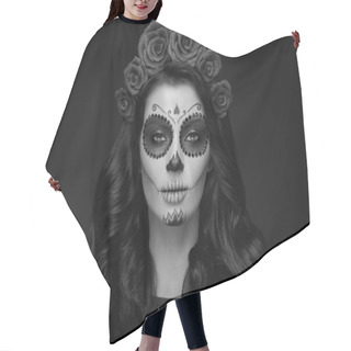 Personality  Portrait Of A Woman With Makeup Sugar Skull Hair Cutting Cape