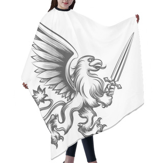 Personality  Engraving Griffin With Sword Hair Cutting Cape