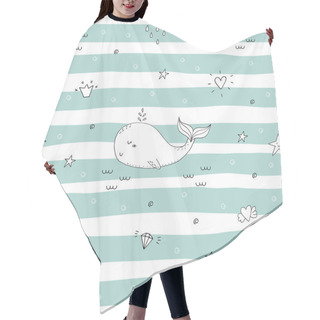 Personality  Cute Background With Cartoon Whales. Baby Shower Design. Hair Cutting Cape